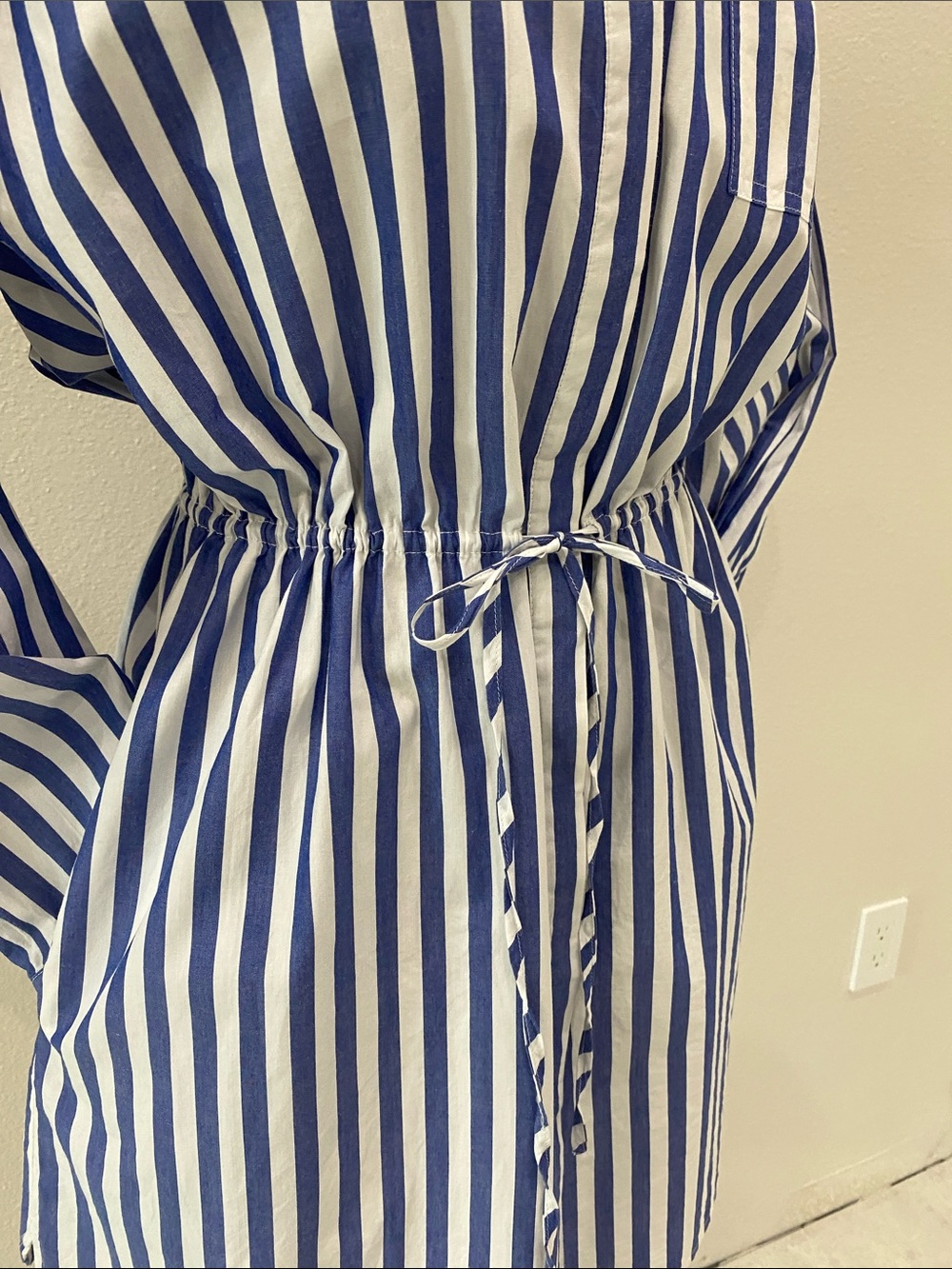 Steve Madden Rani Blue & White Vertical Stripe Shirt Dress. Sz Small. NWT - Picture 7 of 10